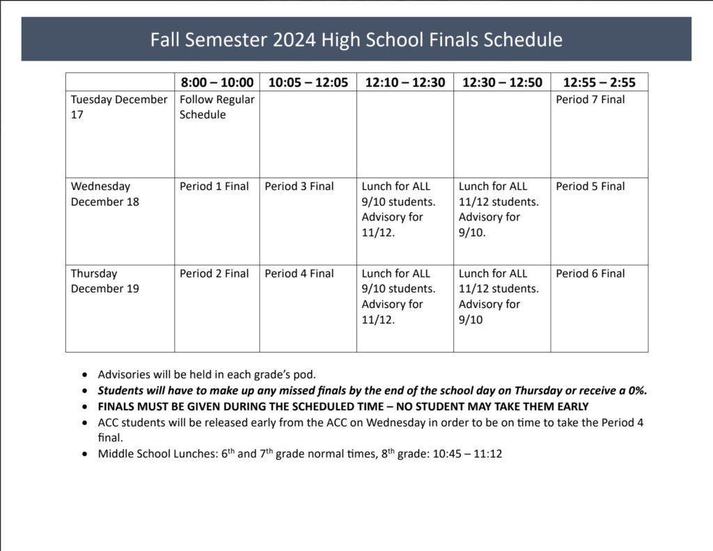 Fall Exam Schedule 2024