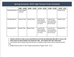 Spring Finals Schedule