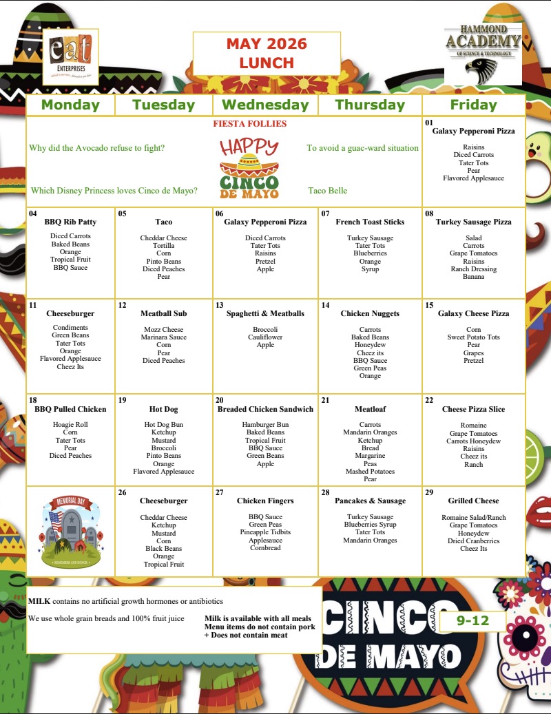May 2026 Lunch Menu